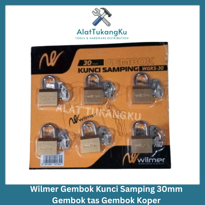 Wilmer Gembok kunci samping kuningan / gembok koper tas rumah / Slot gembok kunci kuningan