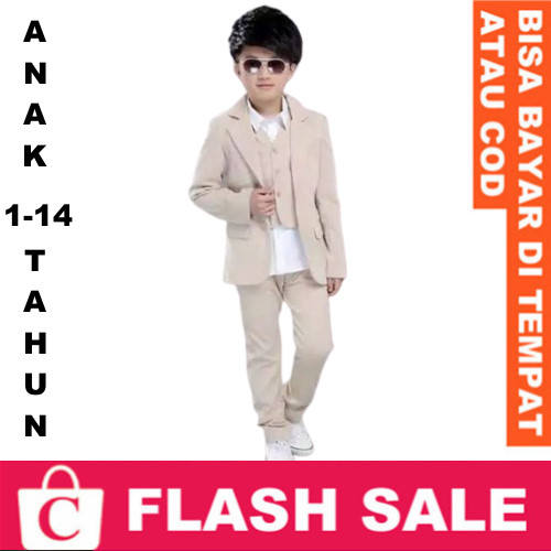 Anak Anak Usia Umur 1 - 14 tahun Blazer Pria Jas Cowok Slimfit Model Kekinian Celana COKLAT SUSU KHA