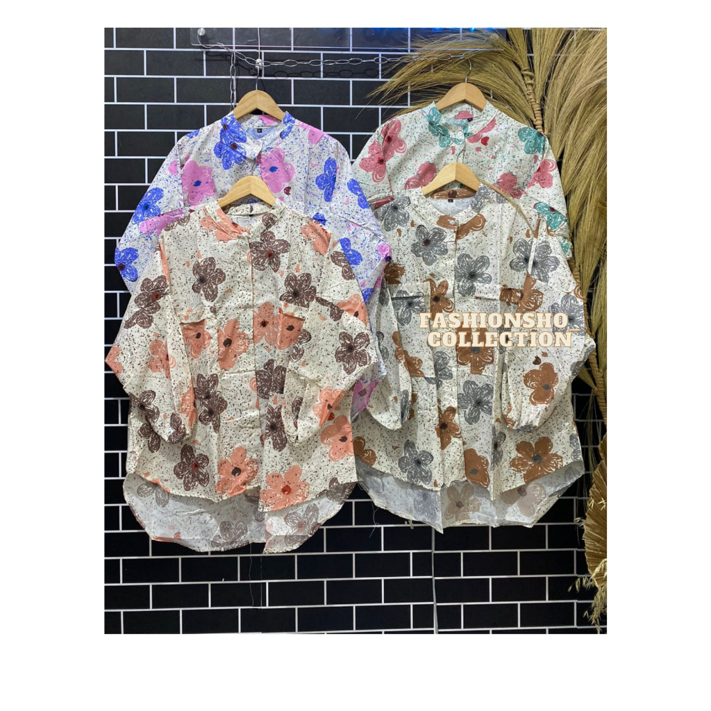 Kemeja Faira Motif Bunga Jumbo XXL | Kemeja wanita terbaru