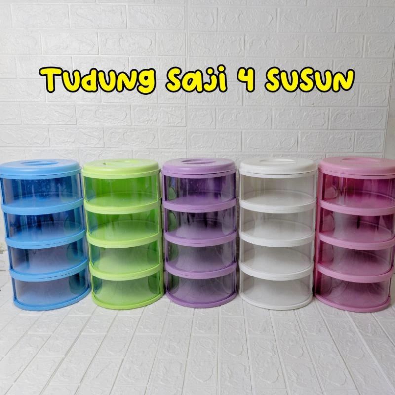 Rak penyimpanan makanan 4 susun Tingkat Tudung saji tutup food grade cover