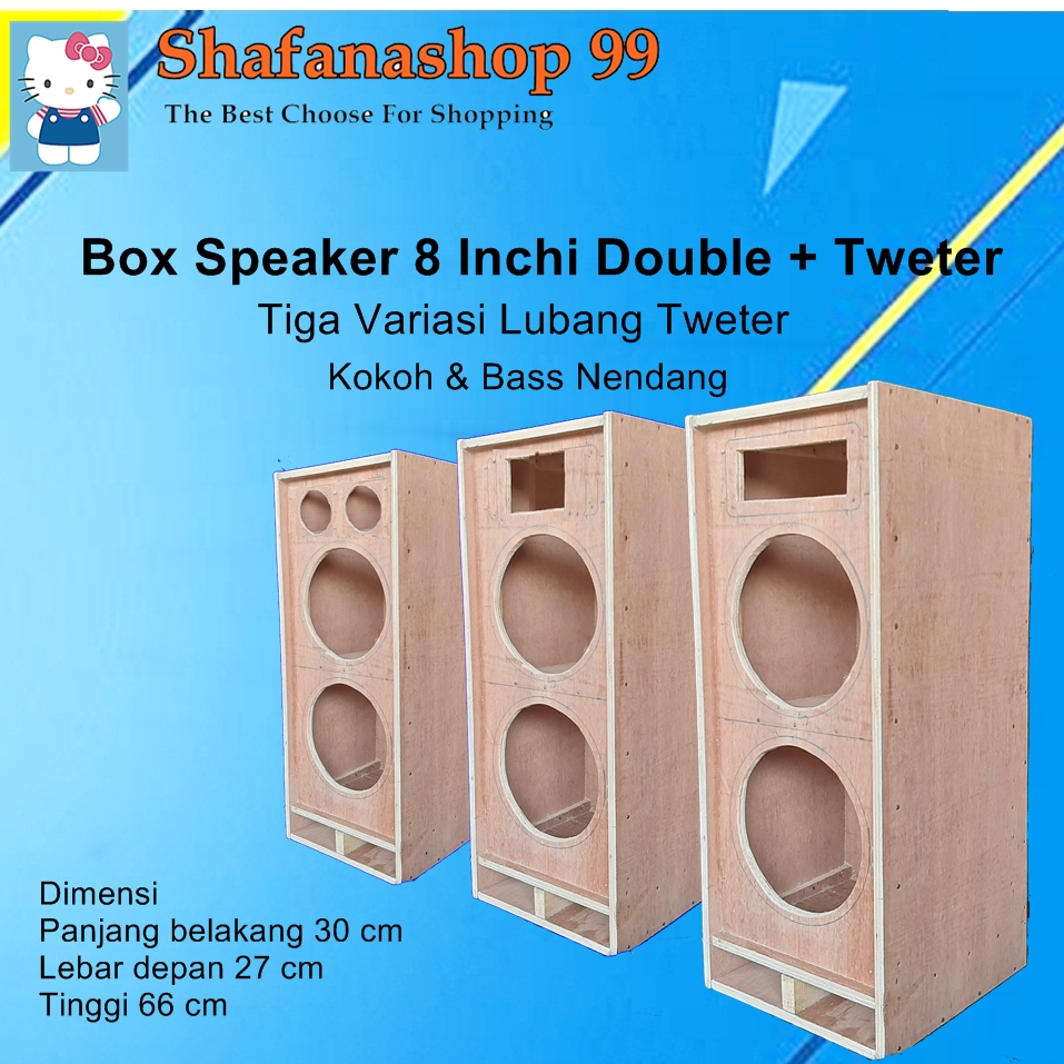 Box Speaker 8 inchi double, Box Speaker 8 inchi dobel Tri Way, Box Middle dan Bass.