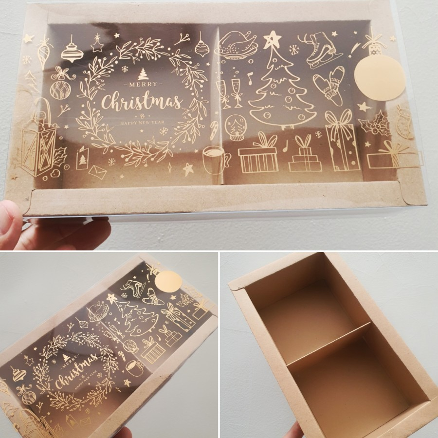 

(5pcs) kardus kue bulan motif merry christmas box cookies natal hampers packaging ukuran 8x8x5cm
