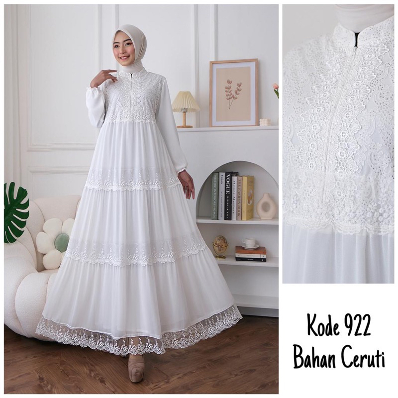 Gamis Darla putih umroh lebaran (922) BUSUI FRIENDLY Baju Raya