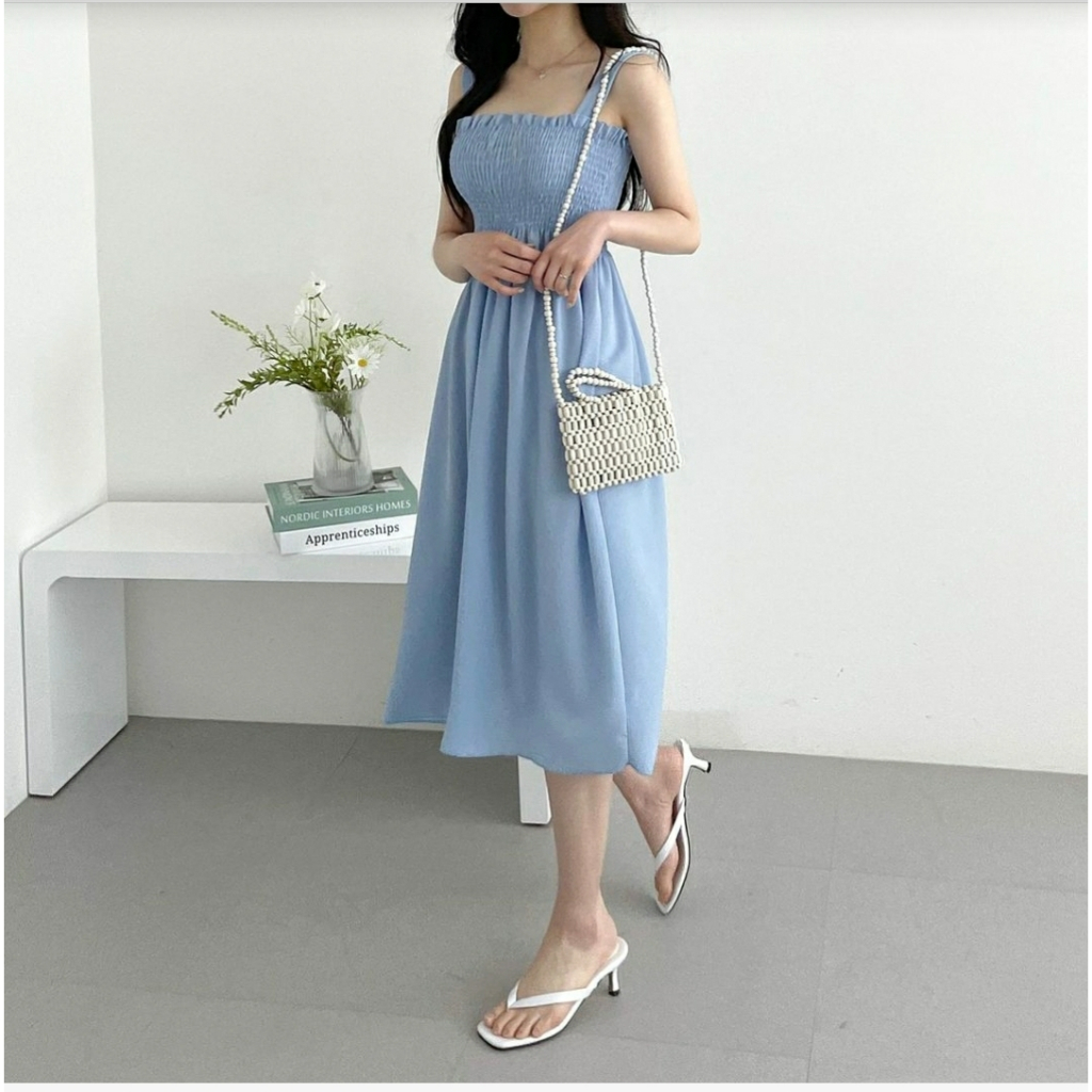 {THABI} DRES SASO SMOKE / DRESS WANITA / OOTD KOREAN STYLE / DRESS KOREA / DRESS KONDANGAN / DREES /
