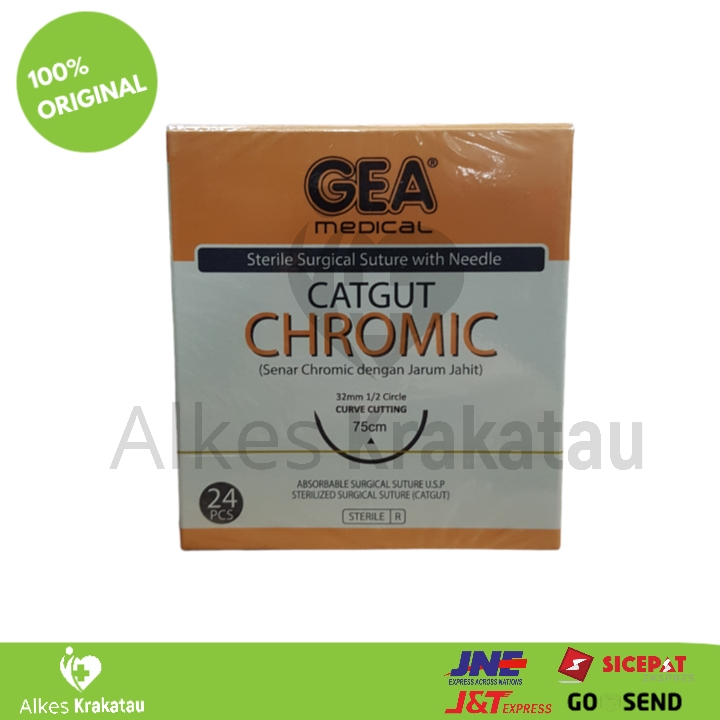 Catgut Chromic 3/0 GEA dengan Jarum isi 24 / Benang Operasi Bedah