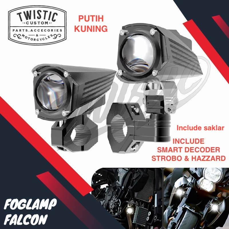 Lampu Tembak Laser Foglamp Strobo Hazzard LED Falcon Motor 2 Warna