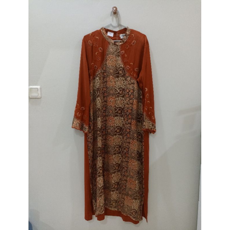 Preloved Gamis batik semi sutera kondangan payet halus bagus cantik murah