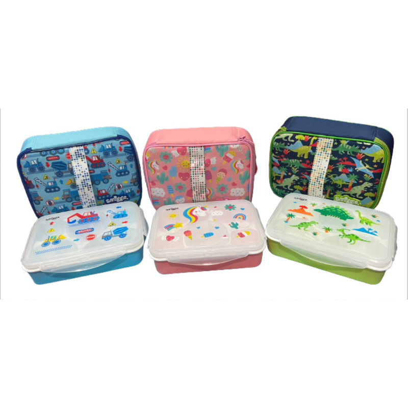 tempat makan/tempat bekel/lunch box set + tas bekel/lunch bag anak sekolah Smiggle