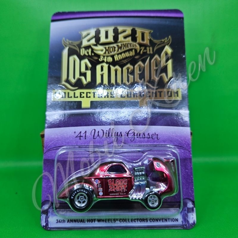 diecast Hot Wheels Los Angeles collector convention 2020 41 Willys Gasser Red Blood Shot ban karet