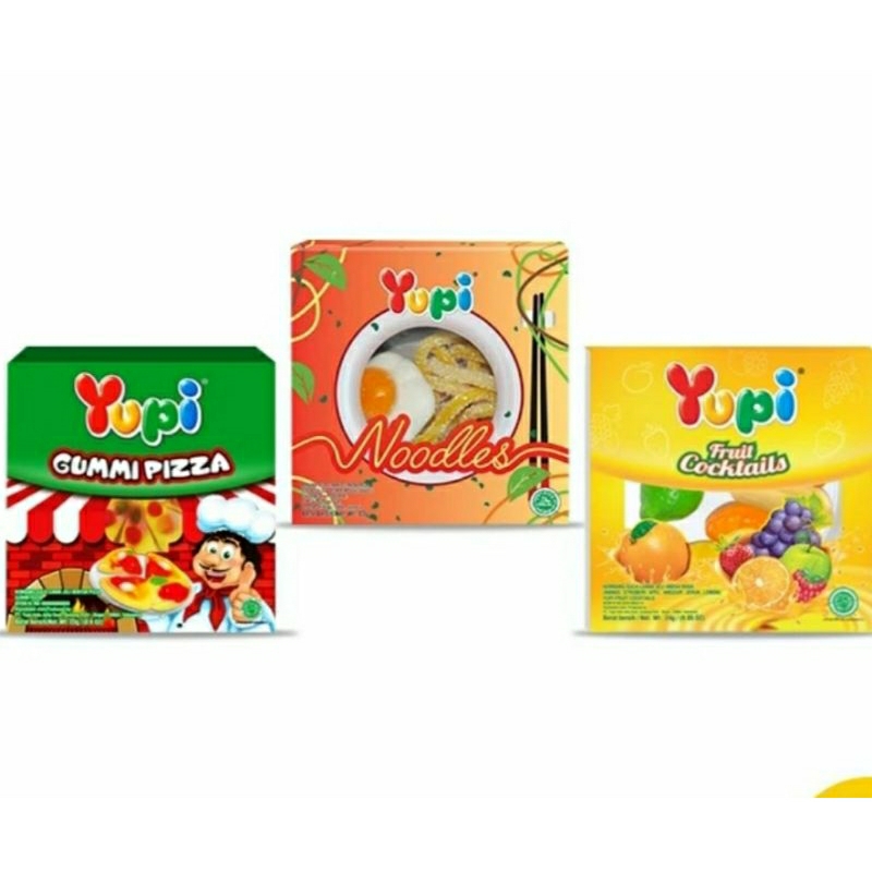 Yupi Pizza, Noodle, Fruit Cocktail 23gr