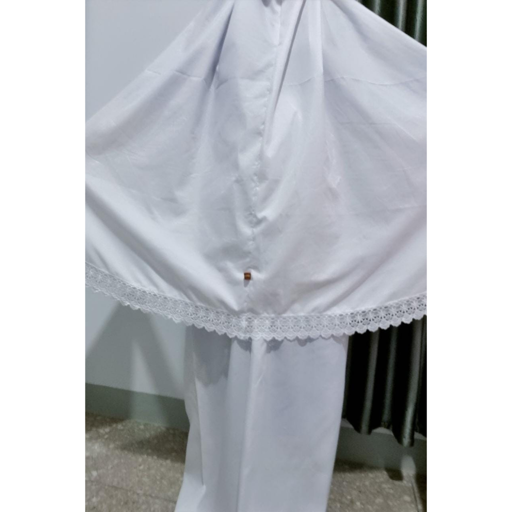 MUKENA KATUN RAYON PREMIUM POLOS PUTIH RENDA