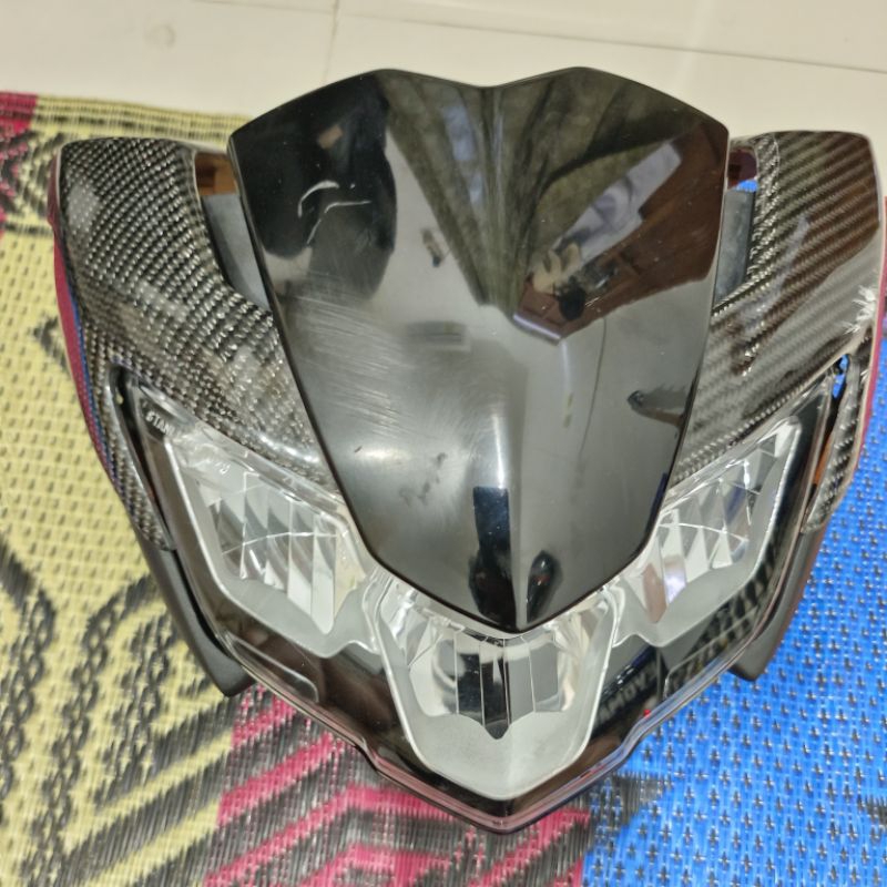 Batok set Mx King V2 Carbon Lapis Batok Carbon + Lampu Headlamp + Tameng Batok ORI MX King V2