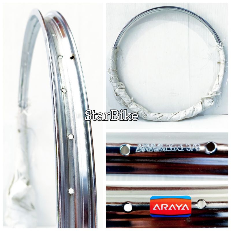 Velg Depan Belakang Sepeda 26×1 3/8 Jengki Lubang 32 40 Besi Araya