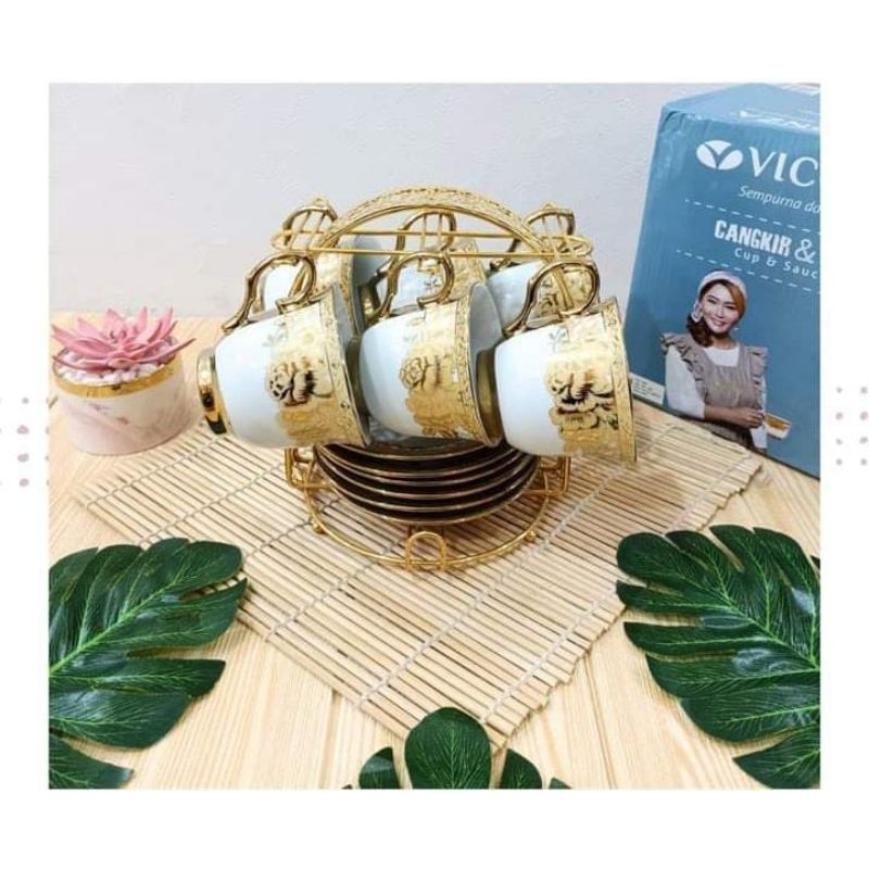 {Keramik Packing Aman} Cangkir Set Vicenza Cr90 Motif Gemini