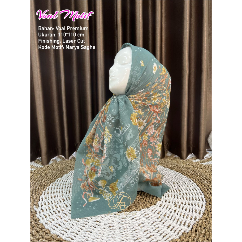HIjab Segiempat Motif Hijab Farsya Adeeva Series Narya Voal Motif LC Narya