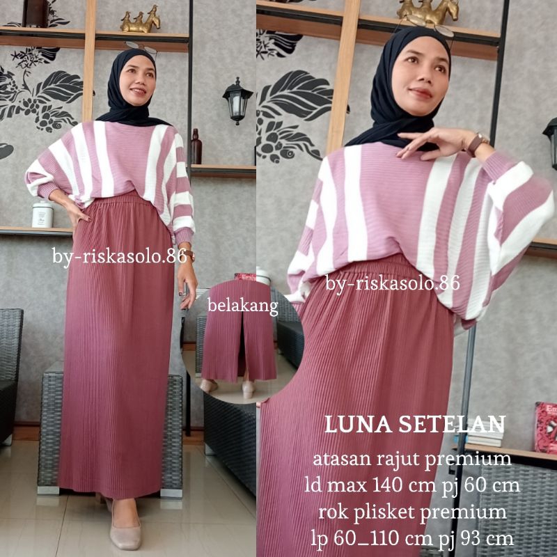 Setelan rajut Batwing dan rok lidi span