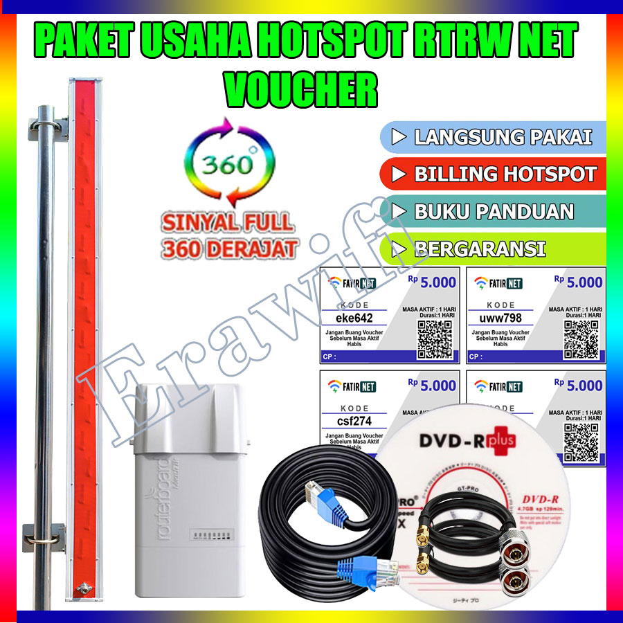 Paket Wifi Hotspot RT RW Net 5 Km 360 Derajat Sistem Voucher BaseBox2 RB912UAG-2HPnD-OUT 30 dBm