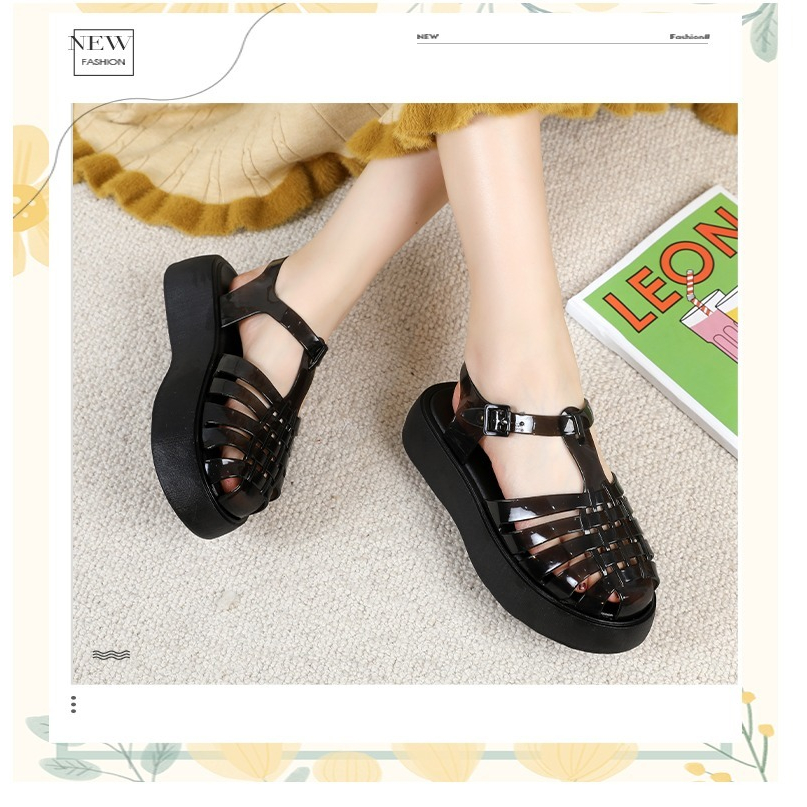 Sepatu Sandal Wanita Wedges | Sepatu Sandal Jelly Wedges Tinggi 5 CM | Sepatu Platform Hak | Heels P