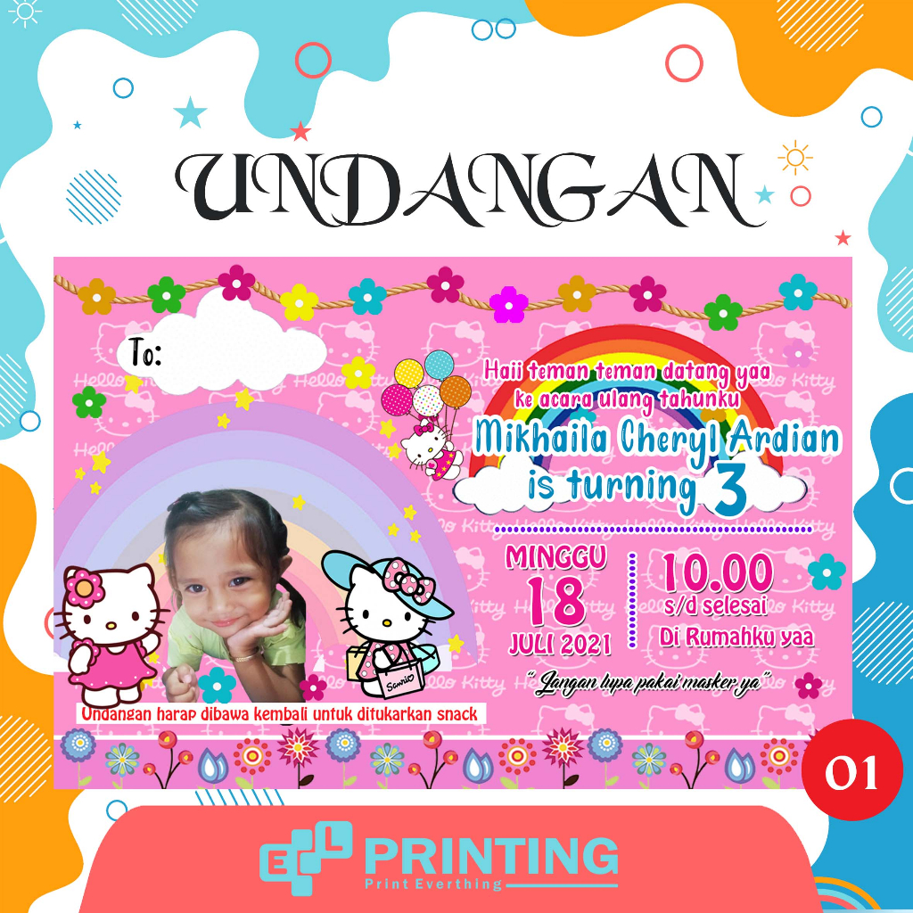 UNDANGAN ULTAH ANAK HELLO KITY | UNDANGAN ULTAH CUSTOM