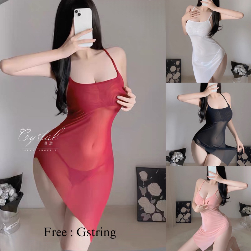 Crystal Sexy Lingerie Dress Transparan / Baju Tidur Wanita Transparan / Lingerie Wanita Dress / Sese