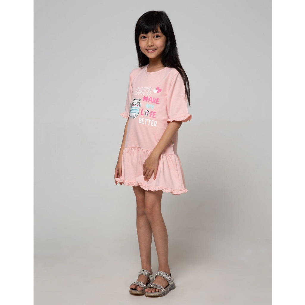 Little M Short Sleeve Midi Dress Cats Make My Life Better