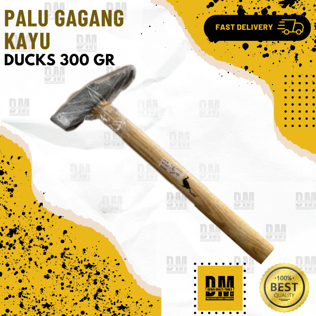 DUCKS Palu Tukang Gagang Kayu 300 gr Palu Kaca Lancip