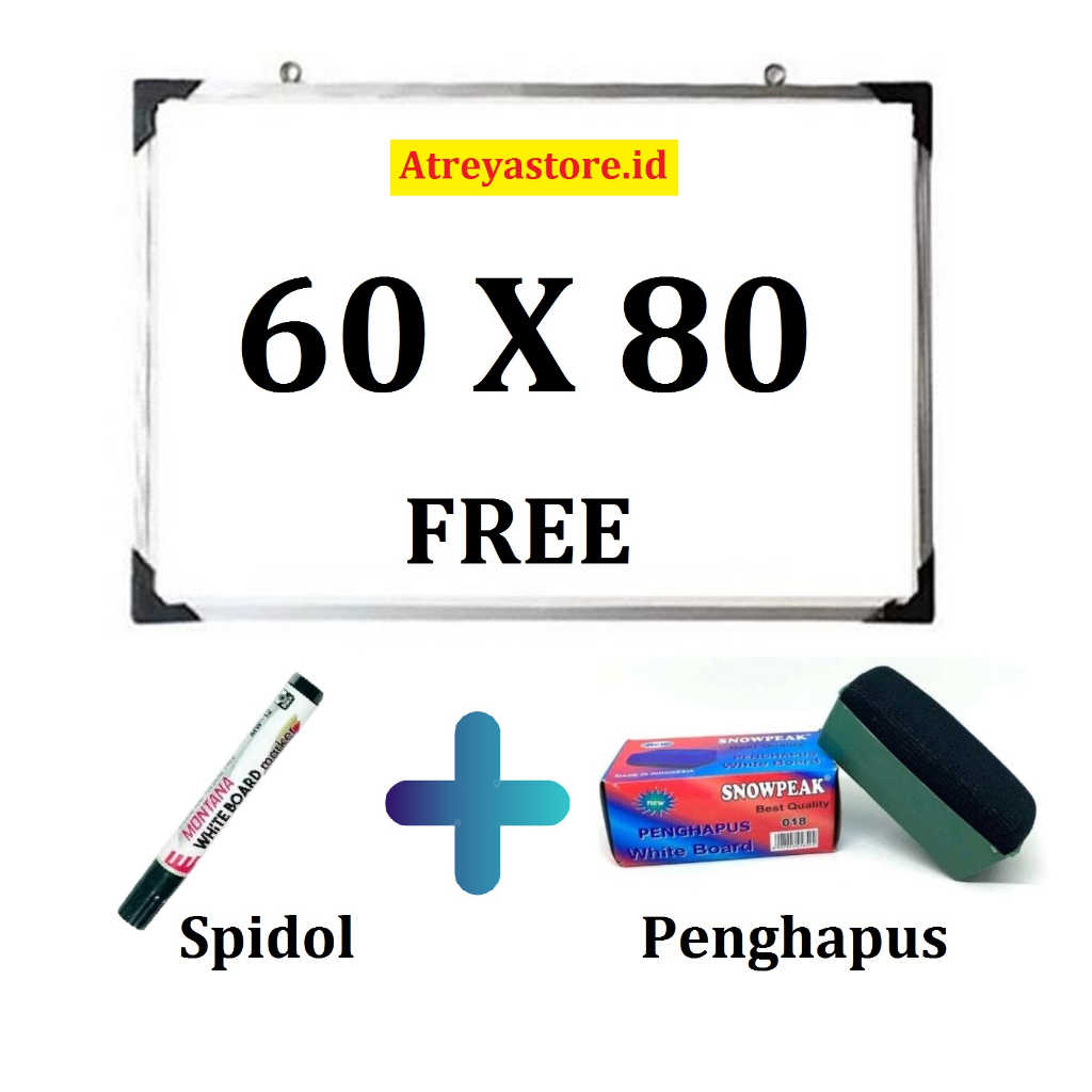 

(FREE SPIDOL DAN PENGHAPUS) Papan Tulis Spidol dan Kapur / Whiteboard / Blackboard Ukuran 60X80 BACA DESKRIPSI!!