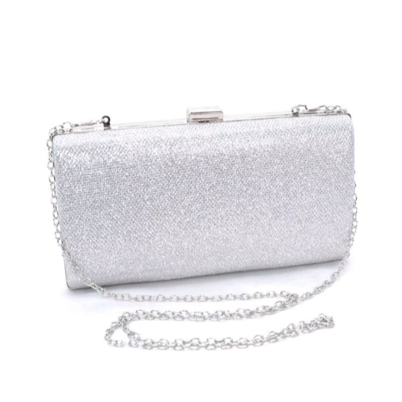 Premium Clutch Party Impor Diamond Silver - Tas Pesta Wanita