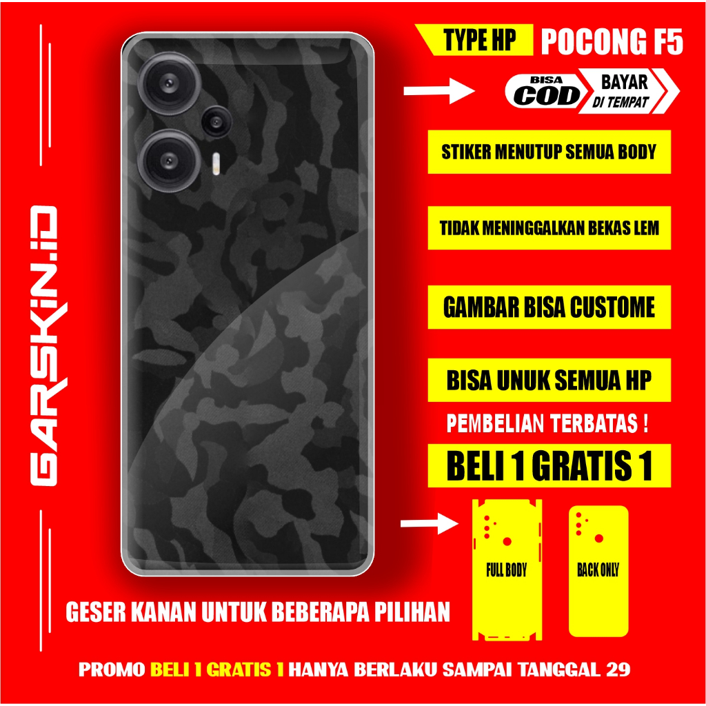GARSKIN POCO F5  AKSESORIS CASING PELINDUNG HP POCO ORIGINAL GRASKIN  POCO F5 FULLBODY SKIN PROTEC D