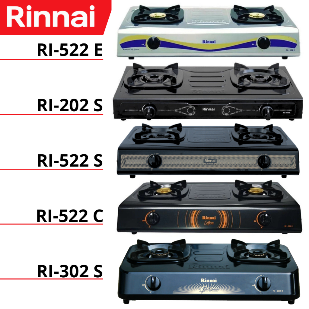KOMPOR GAS RINNAI 2 TUNGKU RI 202S 302S 522C 552E KOMPOR GAS 2 TUNGKU RINNAI TEFLON