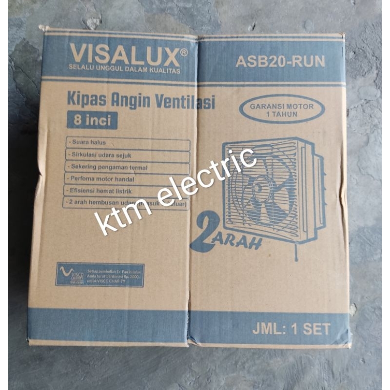 Exhaust fan dinding Visalux 8inchi/kipas angin ventilasi dinding Visalux 8inchi 2arah ASB20-RUN