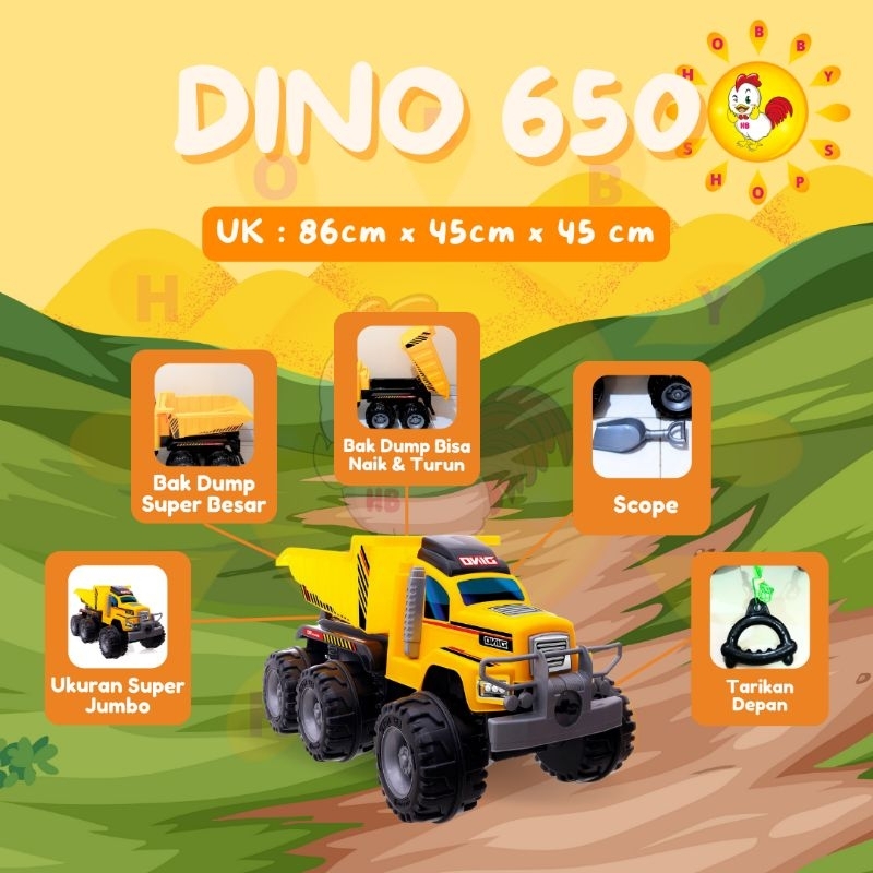 shp dino-650 mobil dump truk super jumbo anak