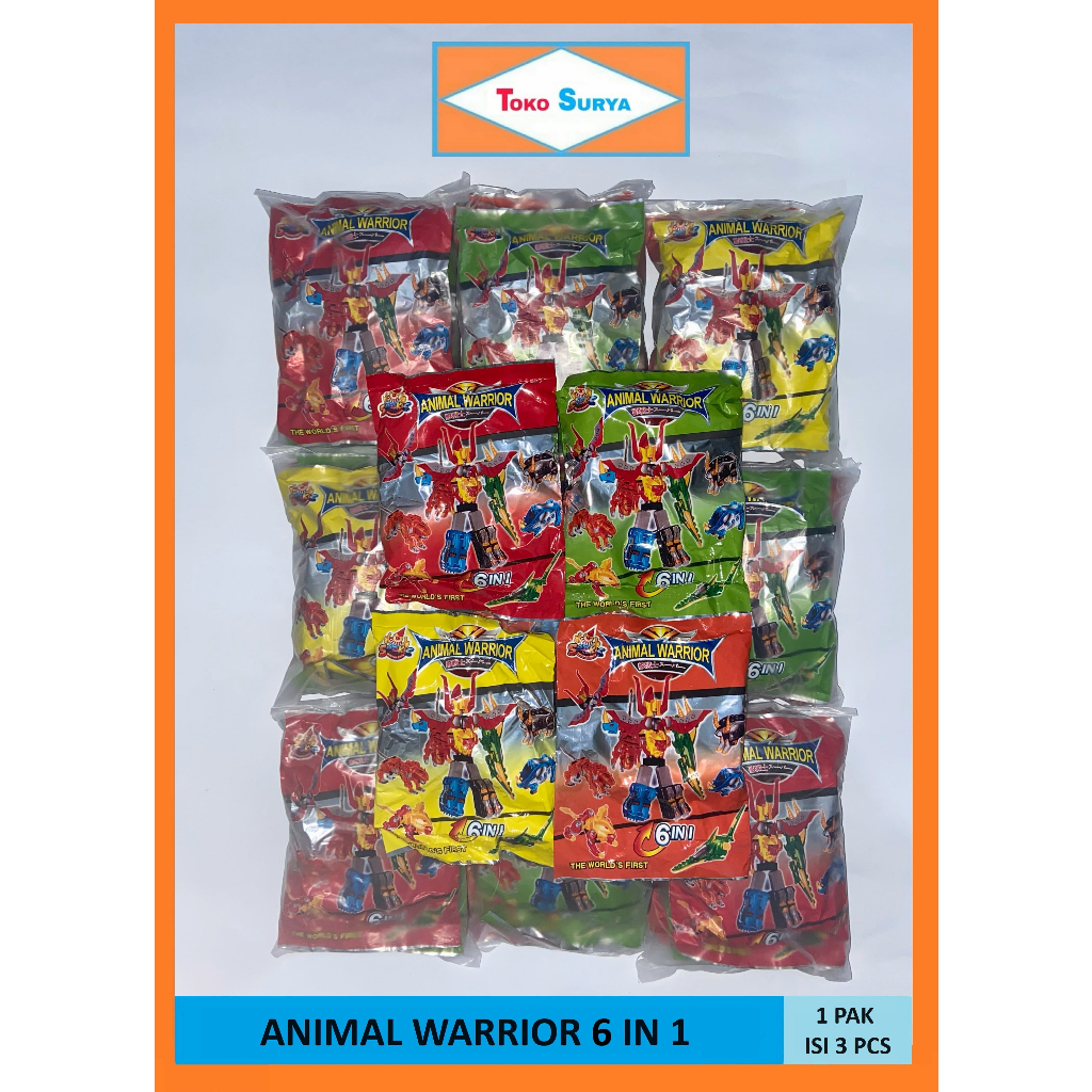 [3 PCS] Sankie Animal Warrior 6 In 1 Mainan Robot Rakit Anak