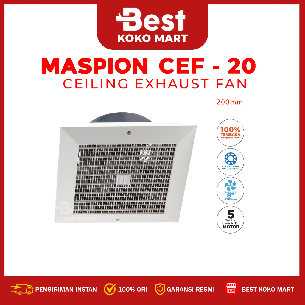 MASPION Exhaust Fan CEF-20 / Kipas Angin Hexos Plafon 8 Inch ORIGINAL