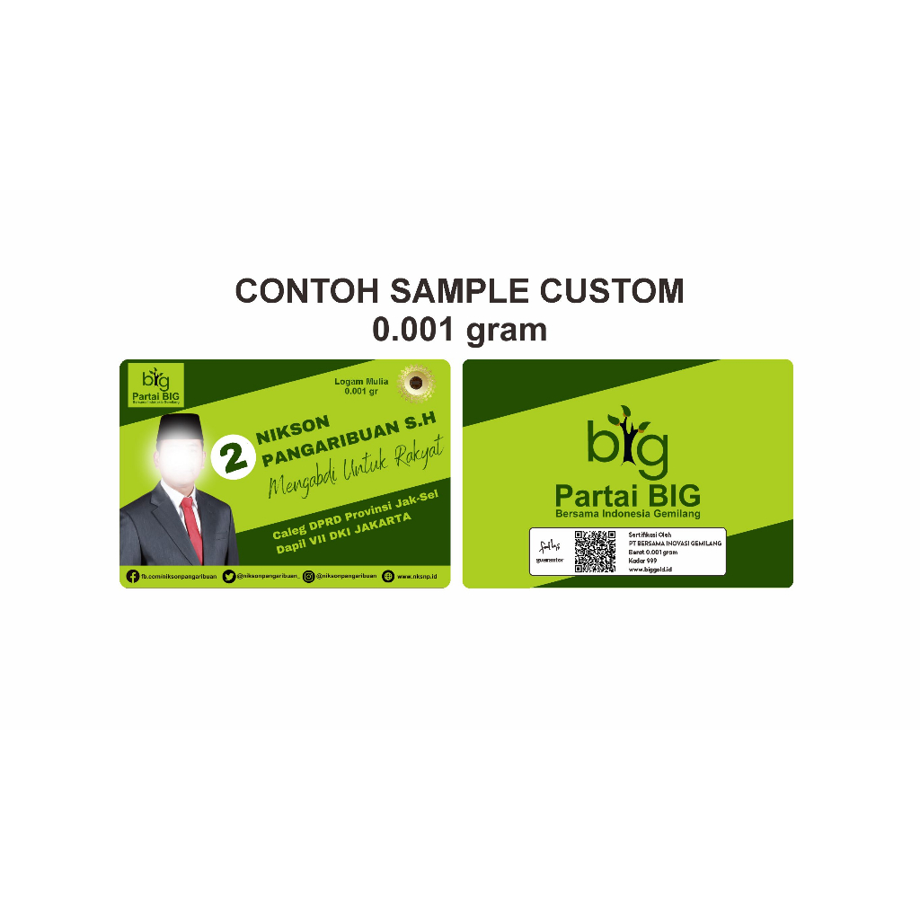 Logam Mulia/BIG GOLD 0.001 gram Custom Souvenir Partai (Custom Design)