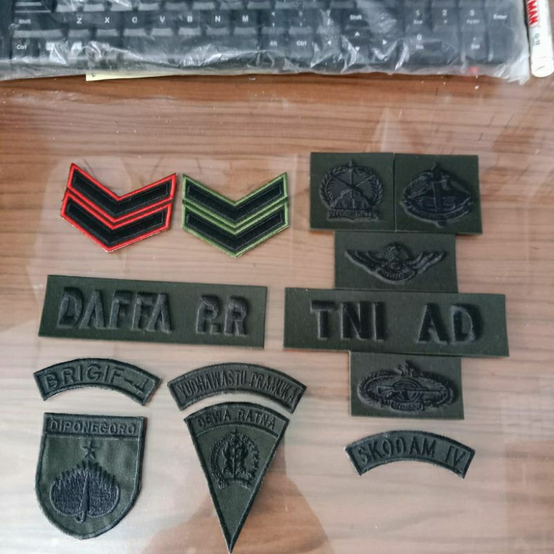 Bordir 1 set mika timbul TNI AD