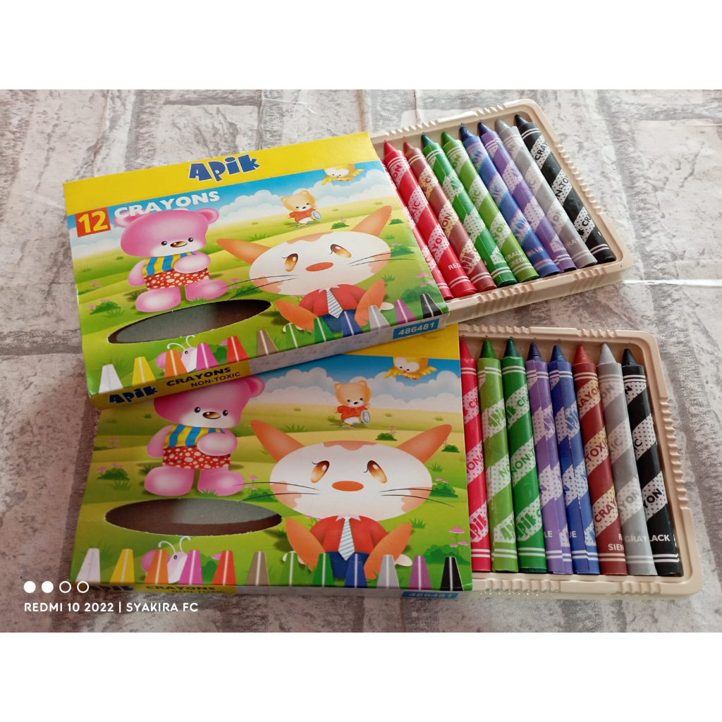 

CRAYON APIK 12 COLOURS / Krayon Stik / Pewarna kertas / oil pastel
