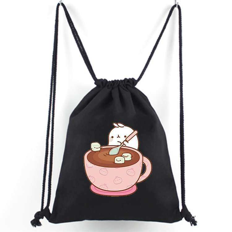 TAS SERUT Hitam MOTIF Molang Batch 2 DRAWSTRING BAG