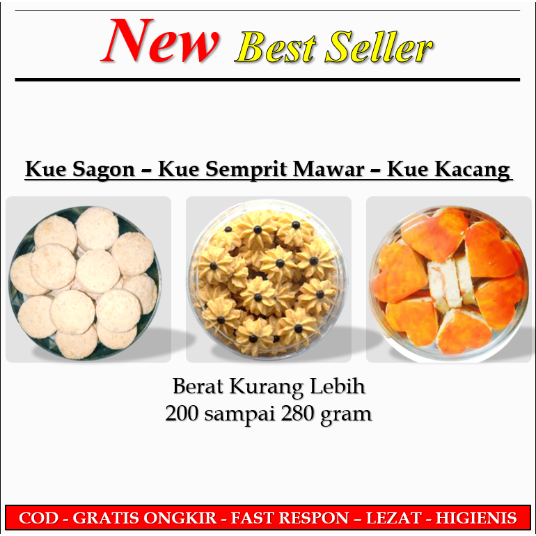 

Kue Kering Sagon Kelapa Kue Kacang Kue Semprit Mawar Terlaris Kemasan Toples