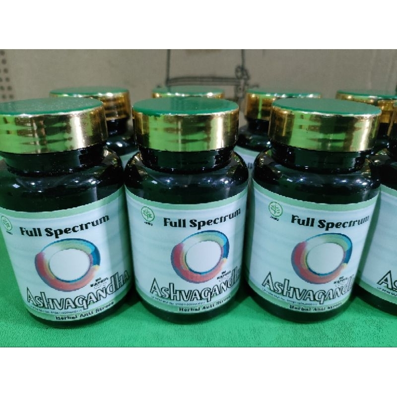 obat herbal anti stress depresi insomnia aswaganda isi 50 kapsul original