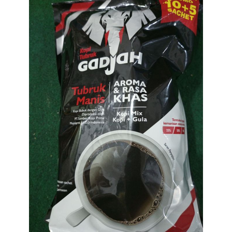 

Kopi Tubruk Gadjah Plus Gula 15 sachet