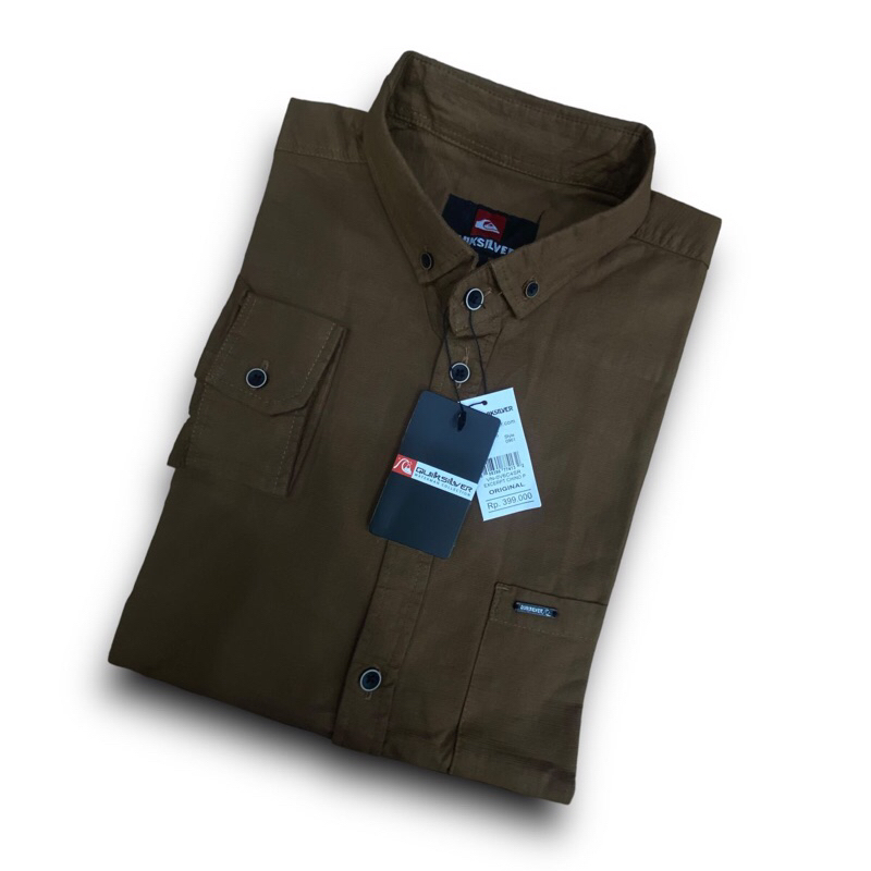 KEMEJA POLOS HIJAU ARMY PRIA LENGAN PANJANG - KEMEJA POLOS PRIA KASUAL SLIMFIT