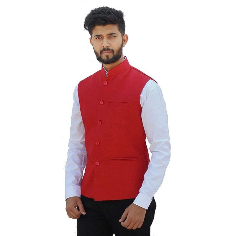 Vest Muslim Bahan Jas Full Furing - Rompi Koko - Rompi Muslim Merah Cabe