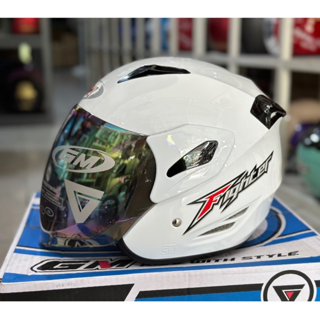 Helm GM Fighter Polos ORIGINAL Putih Glossy