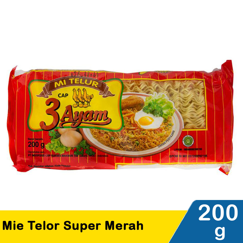 

Mie Cap 3 Ayam Mie Telur bungkus Merah Berat Bersih 200 g