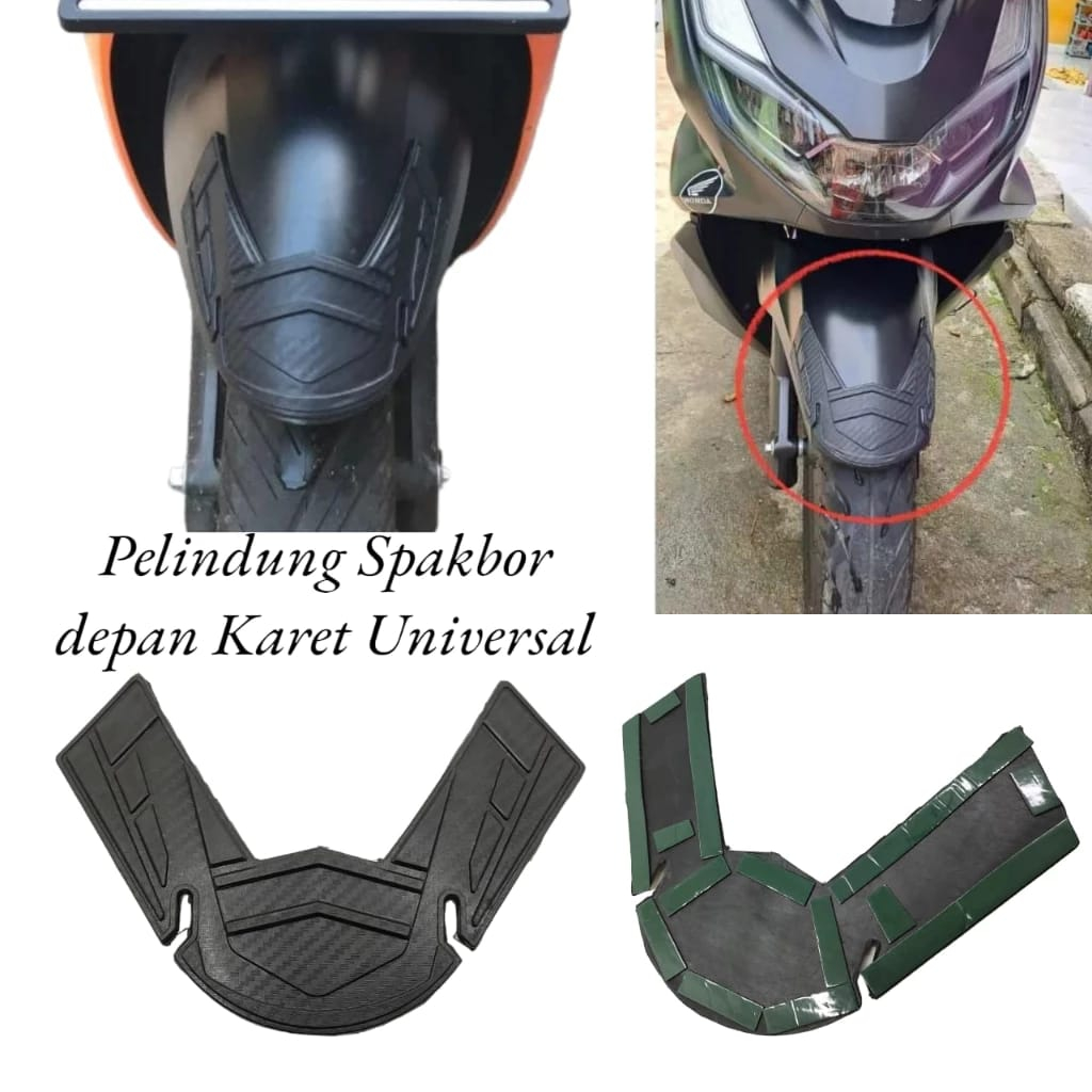 Karet Pelindung Spakbor universal depan Karet PVC Elastis karet pad spakbor motif Carbon Protect spa