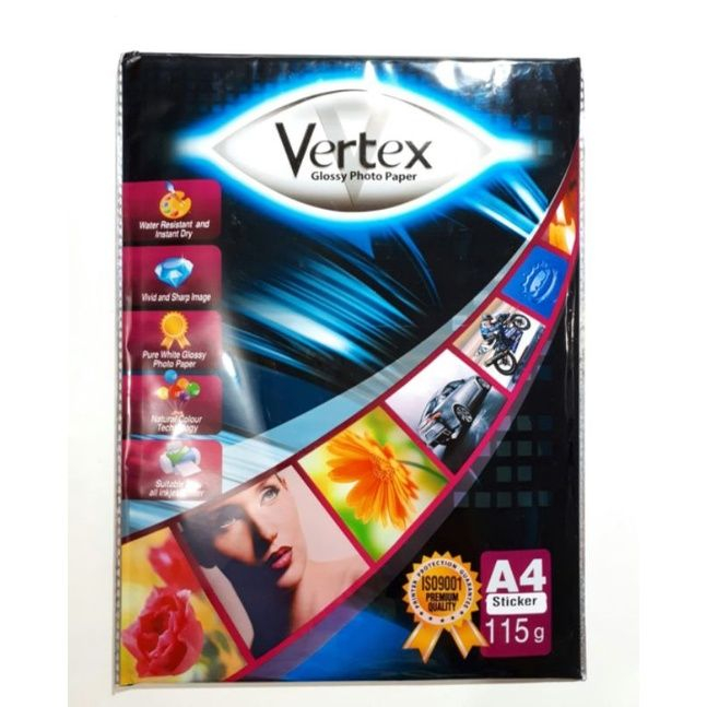 Kertas Foto VERTEX GLOSSY PHOTO PAPER 115 GRAM A4 100 Lembar