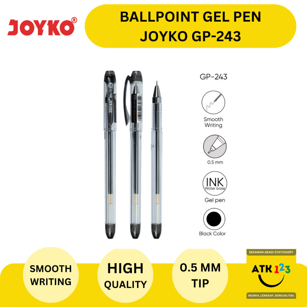 

Ballpoint / Bolpen / Pulpen Merk Joyko GP-243 Whiz Gel 0.5 Hitam