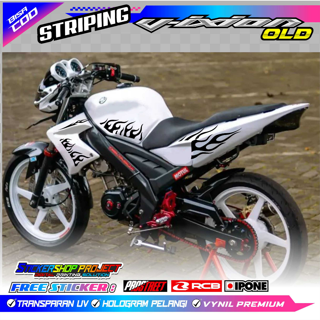 STRIPING VARIASI MOTOR VIXION OLD DESAIN API / STIKER LIST MOTOR YAMAHA VIXION OLD