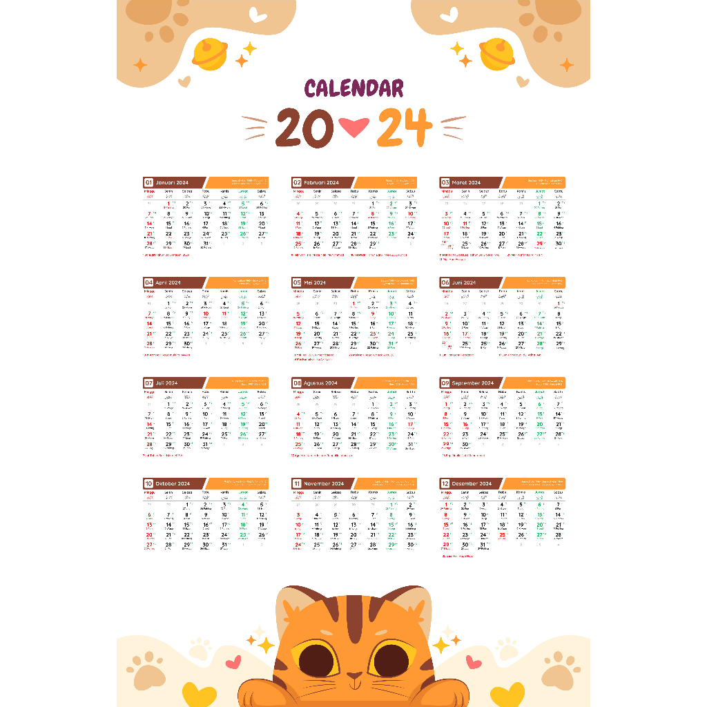 

Kalender 2024 Cute Cat - 2024 Calendar | Kalender Dinding Custom